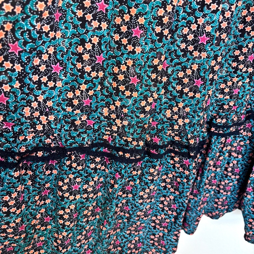 Roller Rabbit Etoiles Delfia Black Starry Print Midi Dress Women’s XS Witchy - Picture 3 of 12